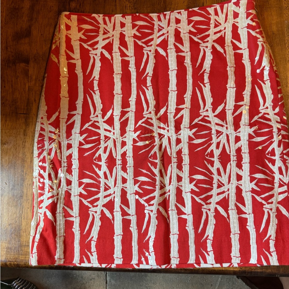 Tanya Taylor Red White Mini Pencil Skirt